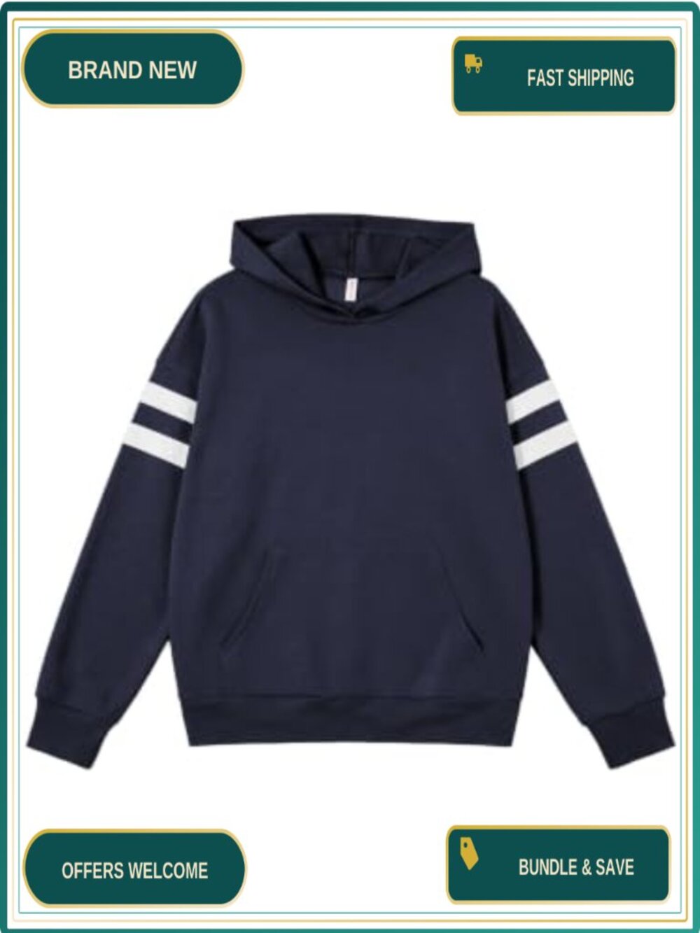 Oversized Hooded Sweatshirt Varsity Pullover Hoodie 65% Polyester 35% Cotton